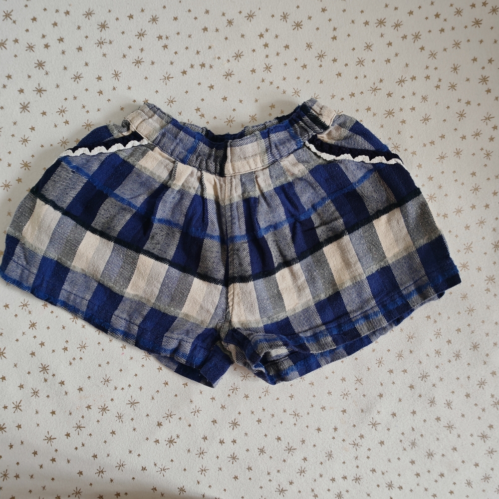 4/25 Japan brand Sunny Blue and White Plaid baby girl Shorts